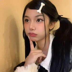 Women's Hair Barrettes White Bone Set of Two Barettes